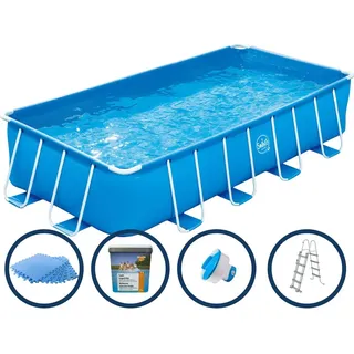 Polygroup Summer Waves Frame Pool Set - Blauer rechteckiger Pool, 4,88 x 2,44 x 1,07m, inklusive Zubehör Polygroup Summer Waves Frame Pool Set - B...
