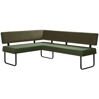 OTTO home Eckbank OTTO HOME "Gabi Esszimmerbank, Bank, Küchenbank, Polsterbank", grün, B:214cm H:87cm T:164cm, Holzwerkstoff, Massivholz, Metall, Polyester, Sitzbänke, Eckbank, Gestell aus matt-schwarzem Flachmetall, stabil, 2-Stoff-Design