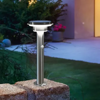 esotec Solarleuchte Edelstahl H=45,5 cm inkl. Li-Ion Akku, Bewegungsmelder, silber