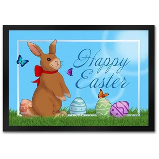 speecheese Fußmatte Happy Easter Fußmatte in 35x50 cm mit Osterhasen und bunten Ostereiern 35 cm