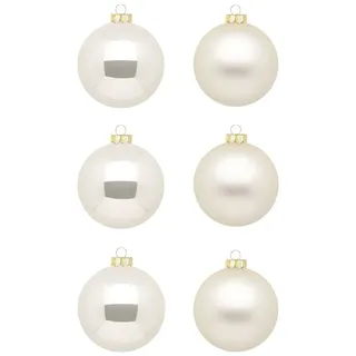 Inge Glas Weihnachtskugeln | Schöne Christbaumkugeln aus Glas | 30 Kugeln in Karton-Box | Christbaumschmuck Weihnachtsbaumschmuck Weihnachtsbaumkugeln (Champagne | beige Glanz/matt)