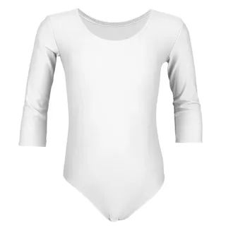Aquarti Mädchen Body 3/4 Arm Ballett Trikot, Farbe: Weiß, Größe: 158 - 158