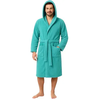 Bassetti Neu Bademantel 100% reine Baumwolle Schwamm Uni Farbe langer Bademantel mit Kapuze und Taschen sehr saugfähig Männer Frauen Unisex S-5XL, lieber grüner sand, XL - XL