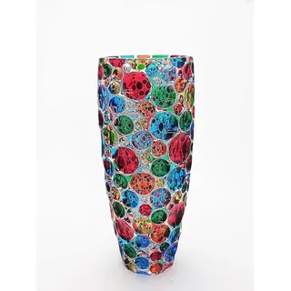 Perle d'Arte Bubbly Bohemia Kristallvase Handbemalt Murano Style Venedig Regenbogen Böhmisches Kristall aus Brillantem Kristallglas