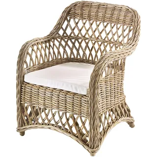 Rattansessel Korbsessel Relaxsessel KINGSTON kubu grey mit Kissen und Armlehnen