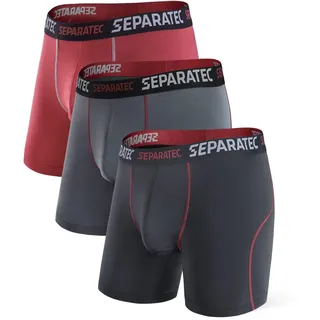 Separatec Boxershorts Herren 3er-Pack Sport Schnell trocknend Doppelbeutel Dual Pouch Unterhosen Männer Stretch-Funktion Unterwäsche mit offenem Hosenschlitz - M
