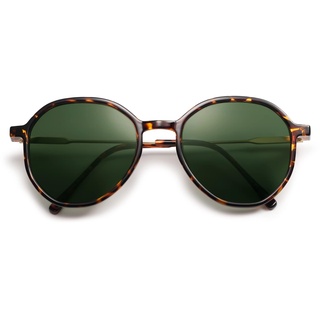 SOJOS Sonnenbrille Damen Rund,Retro Trendy Große Unisex Sonnenbrillen UV400 Schutz SJ2181 - Middle