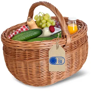 Creative Home Weidenkorb Picknickkorb Stoffeinlage Weidenkorb mit Henkel beige