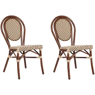 pemora Gartenstuhl Bistrostuhl Terrassenstuhl Outdoor-Stuhl 2-er Set BAMBU beige|braun