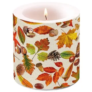 Ambiente Papierserviette Herbst – Kerze klein – Candle small – Format: Ø 7,5 cm x 9 cm –