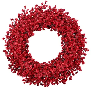 Lyrow 55,9 cm großer roter Beerenkranz für Haustür, großer künstlicher Kranz, Winter, künstlicher Bauernhaus-Dekor für Weihnachten, Urlaub, Outdoor, Innenbereich, Fenster, Wand, Kamin, Dekorationen