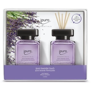 ipuro - Essentials Raumduft LAVENDER TOUCH 2x50ml | Raumerfrischer mit Lavendel, Zitrus, Blüten, Minze & Moschus Duft Aroma | Diffuser mit Stäbchen | Lufterfrischer für die Wohnung