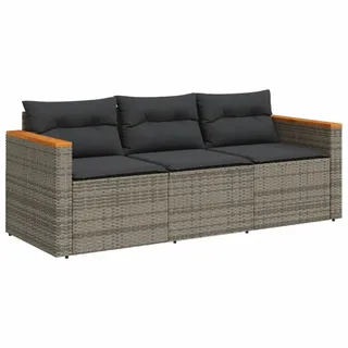 vidaXL Gartensofa 3-Sitzer Loungesofa grau