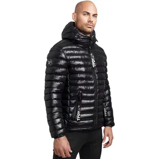 trueprodigy Herren Winterjacke Adan - Casual Puffer Jacket - Stylische warme gefütterte Steppjacke - Marken Jacke mit Reißverschluss und Kapuze glanz Schwarz - XXL