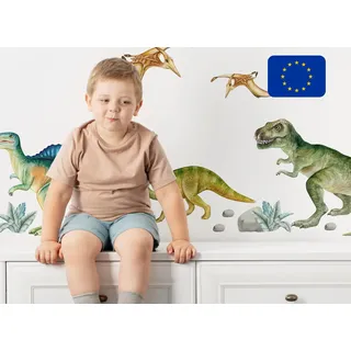 Osomhome Dino Wandtattoo Dinosaurier (120x95cm) I Wandsticker Dinosaurier | Dino Deco Kinderzimmer Junge & Mädchen I Brachiosaurus Stegosaurus T-rex Triceratops Spinosaurus Parasaurolophus os3268