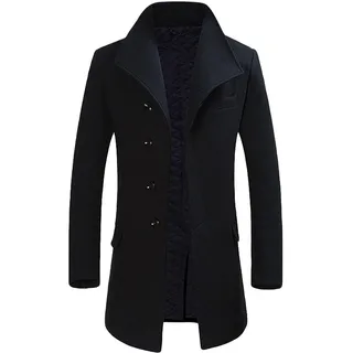 Allthemen Herren Wintermantel Mittellang Slim Fit Wollmantel Business Warm | Mäntel, Herrenmantel, Wolle, Winter, Kurzmantel, Winterjacke, Peacoat, Casual, Dick, Gefüttert, Trenchcoat - XL