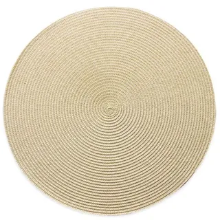 SONGR Tischsets/Platzsets Tischset Rund Wärmeisolierung Runde Matte Pp-Tischmatte Im Japanischen Stil Gewebte Matte 4-Teiliges Set-Beiges Gold (38 cm)