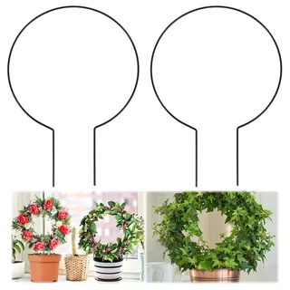 Tyqour Rund Rankhilfe Zimmerpflanzen Rankgitter Metall, 2 Stück Garten Pflanzenhalter, 20x28cm Rund Kletterhilfe für Pflanzen Pflanzenstütze Rankhilfe Zimmerpflanzen für Kletterpflanzen Rose Rattan
