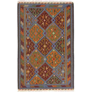 Nain Trading Orientteppich Kelim Afghan 120x186 Handgewebter Orientteppich, rechteckig, Höhe: 5 mm braun|grau