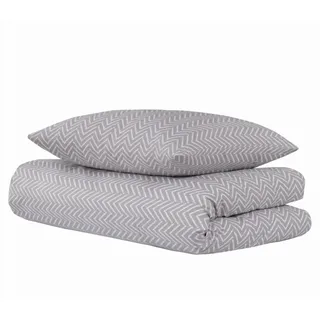 SCHIESSER Grebur Zickzack Baumwolle Hellgrau 155 x 220 cm + 80 x 80 cm