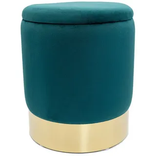 Amagohome Sitzhocker Samthocker Ø 31 H 38 cm Velour Hocker mit Stauraum u. Deckel - Deko Ho