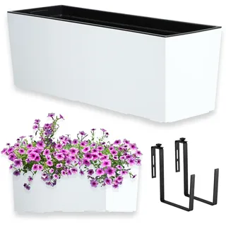 Kadax Blumenkasten aus Kunststoff, 18,5x56 cm, Pflanzkasten mit Einsatz, wetterfester Balkonkasten, – KADAX