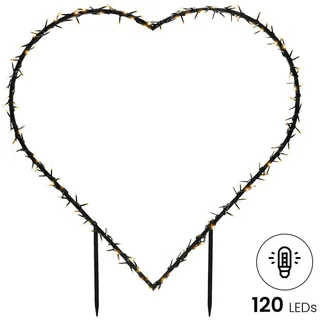 Gartenpirat LED Dekoobjekt Weihnachtsfigur Herz Weihnachtsbeleuchtung für außen mit Timerfunktion, Warmweiß schwarz 60 cm x 58 cm