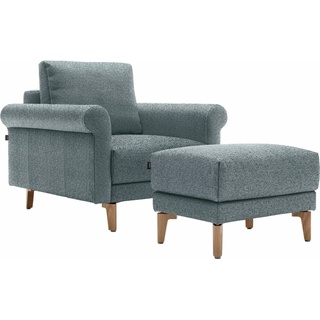hülsta sofa Sessel hs.450, modern Landhaus, Breite 88 cm, Fuß Nussbaum blau|grau