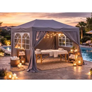 Quick Star Faltpavillon 2 x 3 m inkl. 4 Seitenteile Grau