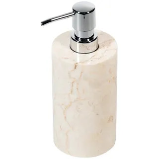 WOHNFREUDEN Marmor Seifenspender Creme 15 cm - Bad Seifenspender Stein Accessoire