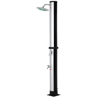 MONZANA Solardusche 35L für Garten, 216 cm hoch, UV-beständig, schwenkbarer Duschkopf & Wasserhahn - Silber