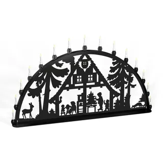 Schwibbogen Lichterbogen Metall Waldhaus Weihnachten XL Außen schwarz groß