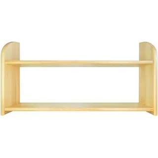 woplus Holz Regal Wandregal Bücherbord Bücherregal Kiefer Farblos Lakiert massiv (2 Etage 90cm)