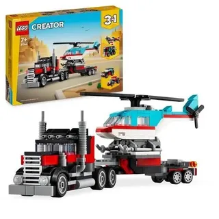 LEGO Creator 3in1 31146 Tieflader mit Hubschrauber, LKW-Spielzeug