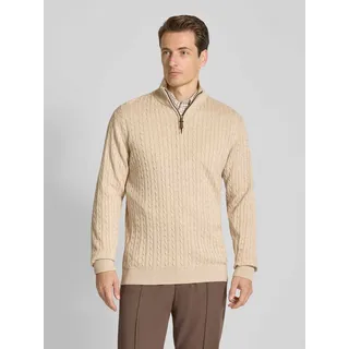 Troyer mit Zopfmuster und Label-Detail, Offwhite, L