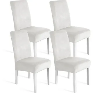 luxuskollektion Stuhlhusse Samt Weiß 4er Set