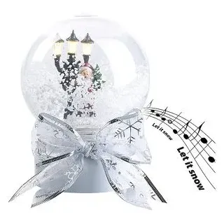 Böttcher-AG Schneekugel NX8137944, aus Kunststoff, mit Schnee, Weihnachtsmann, mit Licht, Musik & Schneewirbel, 14 x 19,5 cm