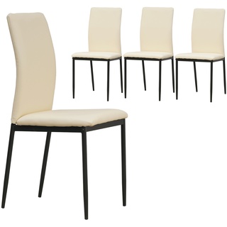 Albatros Esszimmerstühle CAPRI 4er Set, Beige - Edles Italienisches Design, Polsterstuhl, Kunstleder-Bezug, Modern und Stilvoll am Esstisch