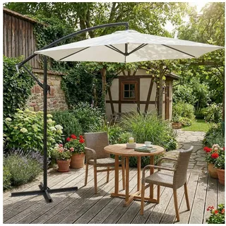 Sekey Sonnenschirm Ampelschirm 300 x 300 Drehbar mit Kurbel, mit Ständer, UPF 50+, LxB: 300,00x300,00 cm, Ampelschirm 300cm, Winddicht & wasserdicht