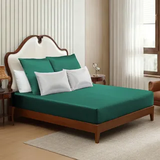 ClevaHome Satin Spannbettlaken Set 3 teilig,180 x 200 cm,bis 30 cm,glattes Satin-Polyester,mit 2 Kissenbezügen 80 x 80 cm,Oeko-TEX Standard 100 Zertifiziert