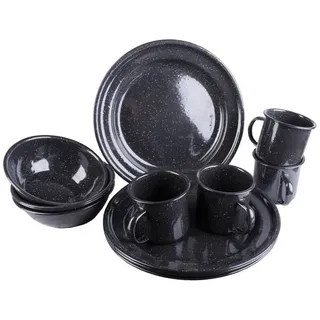 Mil-Tec Western Essgeschirr-Set Emaille 12-teilig schwarz