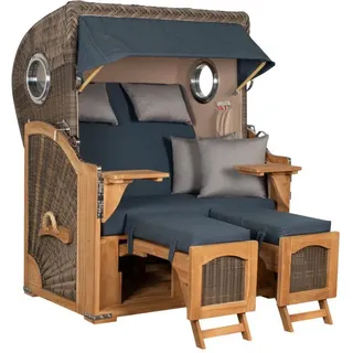 Mr. Deko Strandkorb Düne Bullauge Teak PE Grey Dessin 593