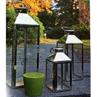 INDA-Exclusiv Laterne 3er XXL Luxus Laternen Set Edelstahl Windlicht 24/40/53cm