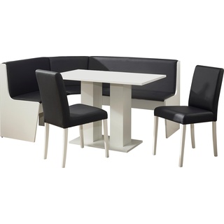 SCHÖSSWENDER Eckbankgruppe »Sylt«, (Set, 4 tlg.), Eckbank ist umstellbar, Eckbank mit Truhe, Holzwerkstoff mit Farbe Weiß/Lotos 7006 schwarz + schwarz + weiß, , 62706669-0