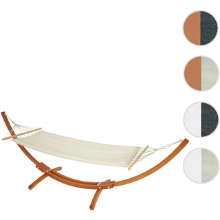 HÃ¤ngematte mit Gestell HWC-J46, HÃ¤ngeschaukel, bis 200kg Holzgestell FSC-zertifiziert 320cm ~ braun, Matte creme-weiÃŸ