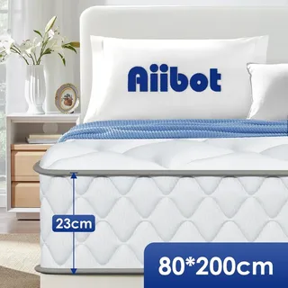 Aiibot Matratze 80x200 cm, orthopädische 7-Zonen Federkernmatratze 80x200 Matratzen Höhe 23cm, Federkernmatratze mit Spannbettlaken