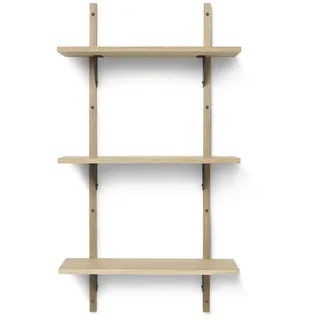 Ferm Living - Sector Wandregal triple, 54 cm, Eiche / Messing schwarz