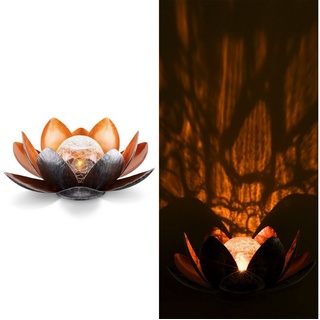 Navaris LED Gartenleuchte LED Solar Lotus Laterne - warmweiß wiederaufladbar - Lotusblüte silberfarben