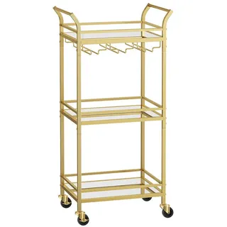 Hansiro Servierwagen, Gold, Glas, 46.8x92x30 cm, Esszimmer, Servierwagen