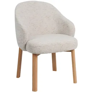 Livetastic Armlehnstuhl, Natur, Beige, Holz, Textil, Eiche, massiv, Säule, 58x82x60 cm, Esszimmer, Stühle, Esszimmerstühle, Armlehnenstühle